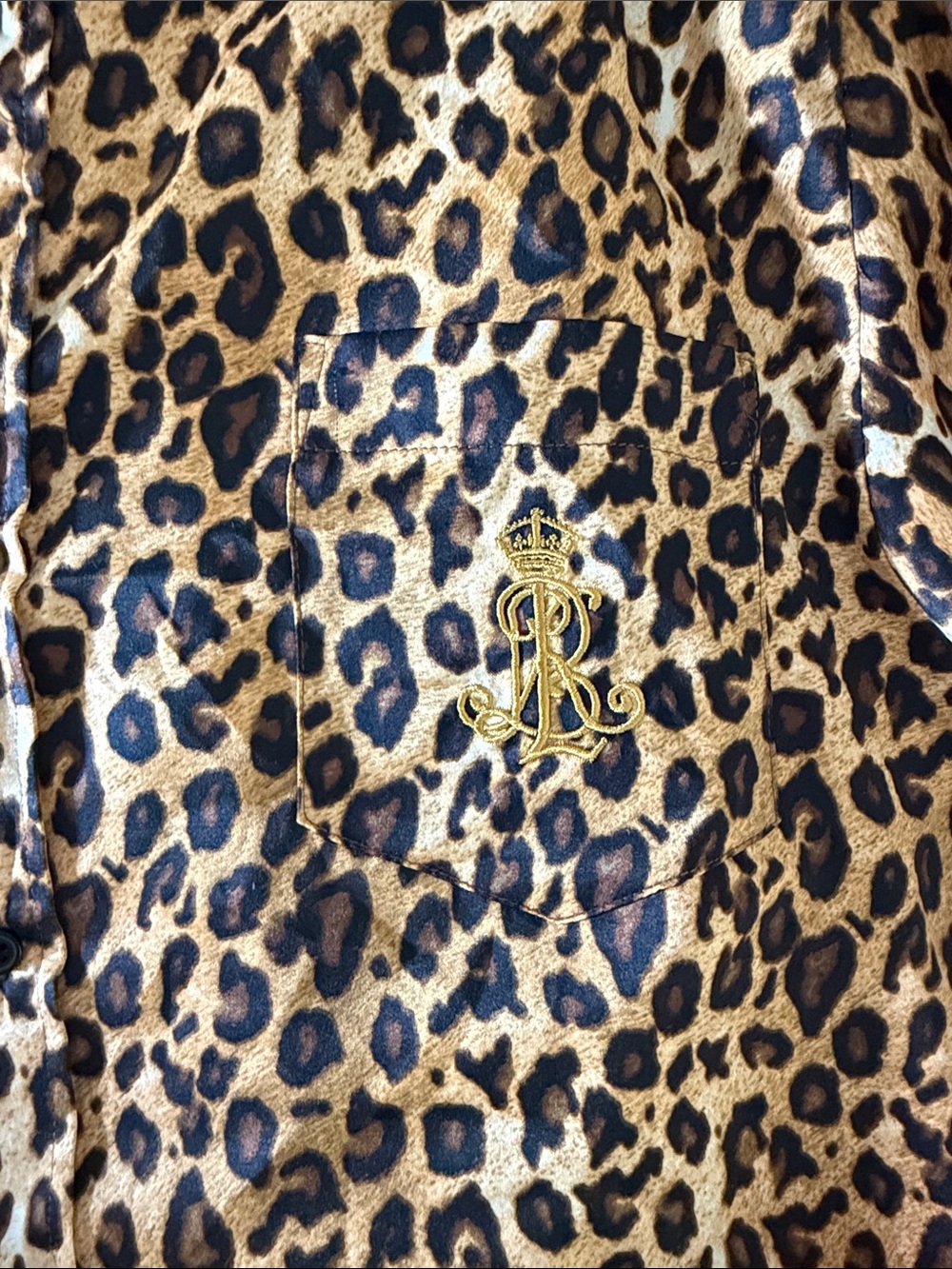 Ralph Lauren Leopard Print Long-Sleeve Button-Up Shirt Dress - Brown/Black - Picture 2 of 5